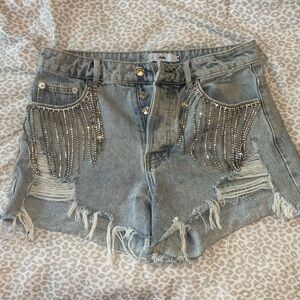 Adika denim shorts with rhinestones size Medium